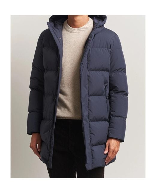 Herno Blue Quilted Hooded Coat for men