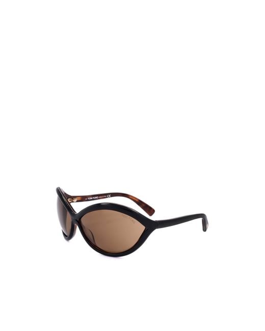 Tom Ford Brown Geometric Frame Sunglasses