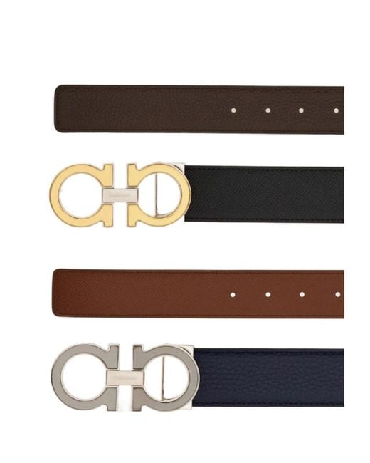 Ferragamo White Ferragamo Reversible Gancini Switch Buckle Belt for men