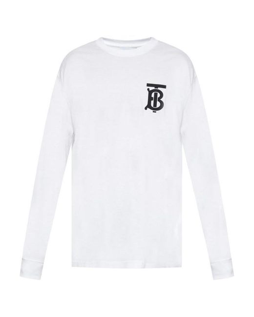 Burberry White Monogram-Motif Long-Sleeve T-Shirt for men
