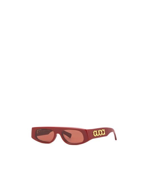 Gucci Red Eyewear Rectangle Frame Sunglasses