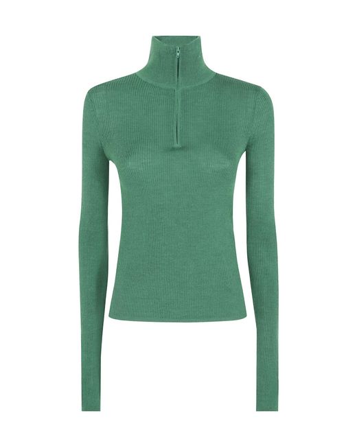 Frankie Shop Green 'Sade' Knit Zip Sweater