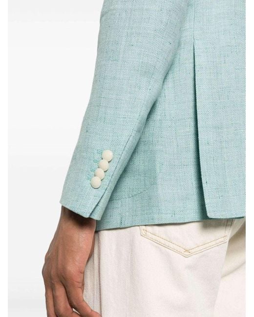 Tagliatore Blue Notched-Lapels Single-Breasted Blazer for men