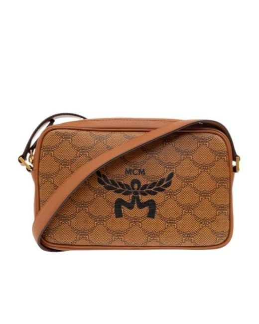 MCM Brown Himmel Lauretos Logo Printed Small Crossbody Bag