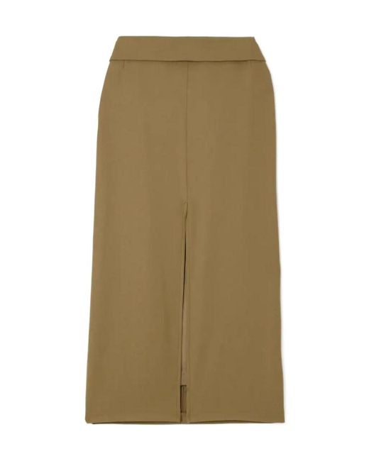 Dries Van Noten Green Split Mid-Length Skirt