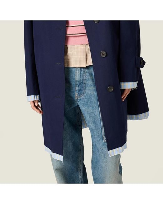 Miu Miu Blue Long-Sleeved Button-Up Coat
