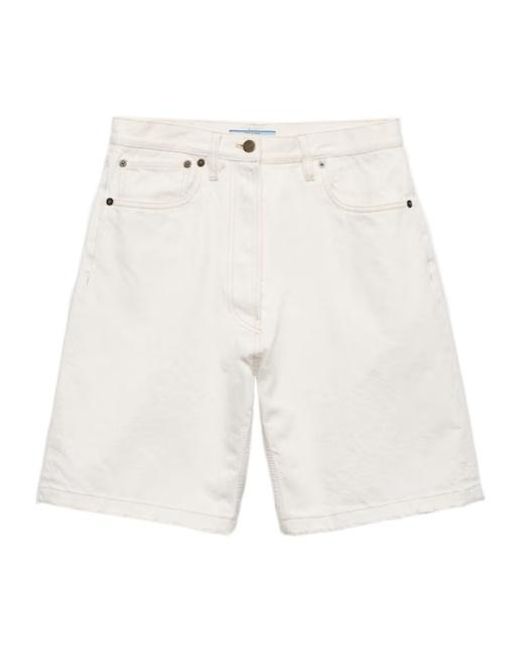 Prada White Old Denim Bermudas