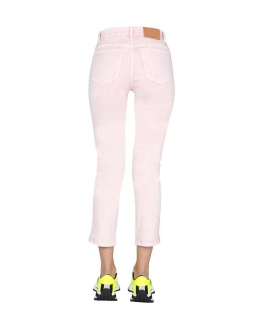 Stella McCartney Pink Logo Detailed Slim Fit Jeans
