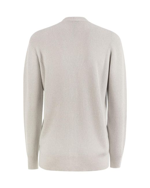 Fabiana Filippi White V-Neck Ribbed Cardigan