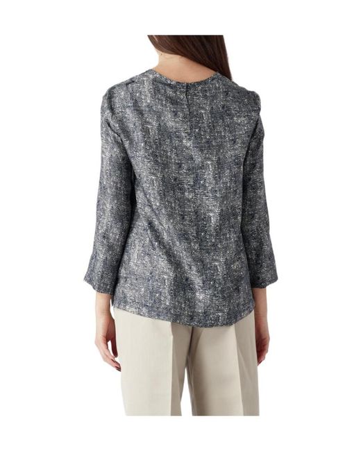 Max Mara Gray Speckled-Print Silk Blouse