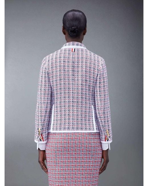 Thom Browne Purple Check-Pattern Buttoned Tweed Jacket