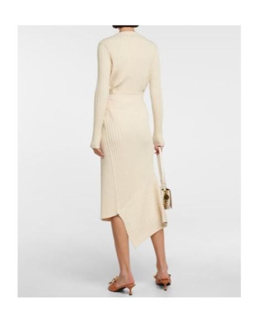 Stella McCartney Natural Ribbed-Knit Midi Skirt
