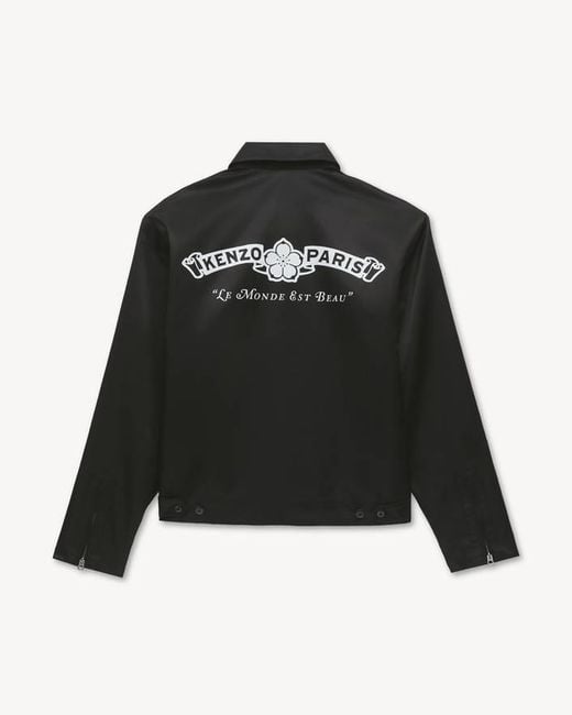 KENZO Black Paris Emblem' Zipped Coach Jacket for men