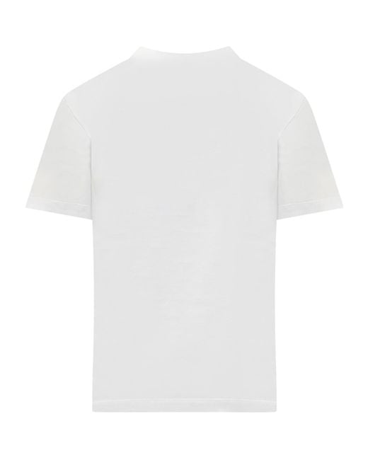 MSGM White Logo Printed Crewneck T-Shirt