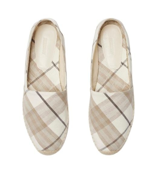 Burberry White Mews Checked Slip-On Espadrilles