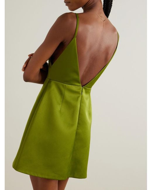 Emilia Wickstead Green V-Neck Open-Back Mini Dress