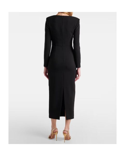 Roland Mouret Black Asymmetric Crepe Midi Dress
