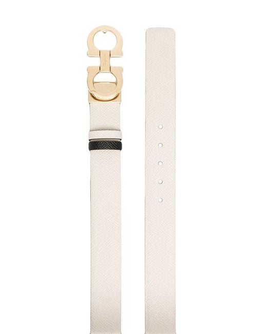 Ferragamo White Ferragamo Gancini Reversible Belt