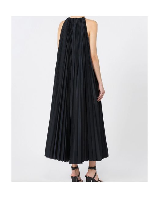 Max Mara Black Sleeveless Plisse-Pleated Taffeta Dress