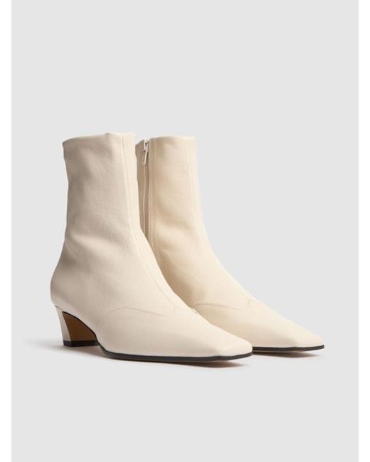 Khaite White High Heel Short Boots