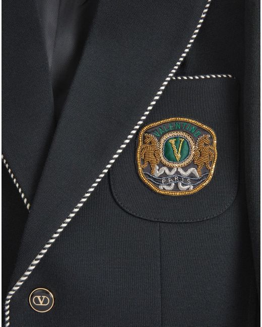 Valentino Black Logo Patch Single-Breasted Jacket for men