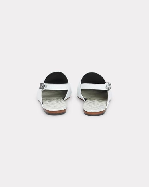 KENZO White Slingback Flat Shoes
