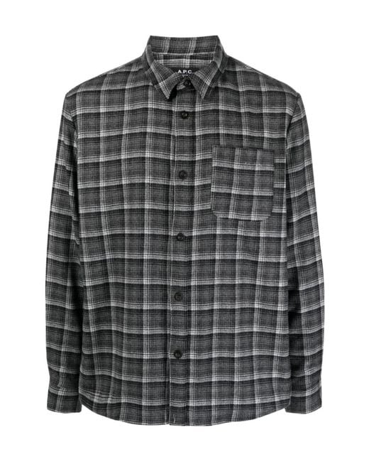 A.P.C. Gray Checked Wool-Blend Shirt for men