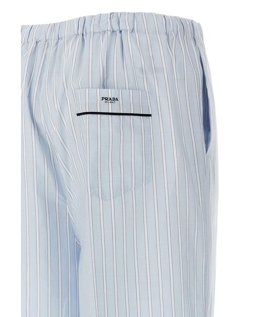 Prada Blue Striped Straight Leg Pants