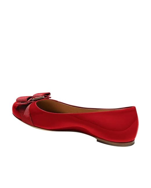 Ferragamo Red Varina Ballet Flats