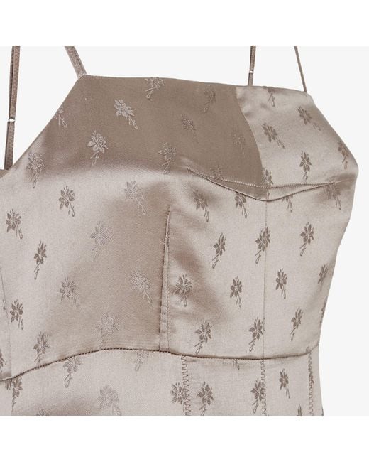 Fendi Gray Floral Detailed Sleeveless Midi Dress
