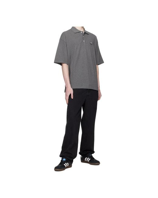 Maison Kitsuné Gray Maison Kitsuné Fox Patch Relaxed Polo Shirt for men