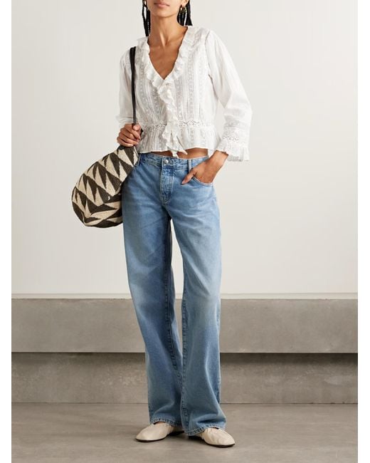Doen White Eldoris Ruffled Lace Top
