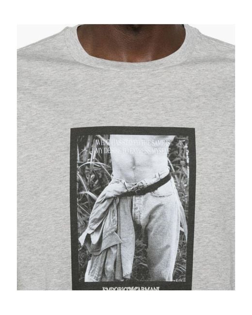 Emporio Armani Gray Crew-Neck T-Shirt for men