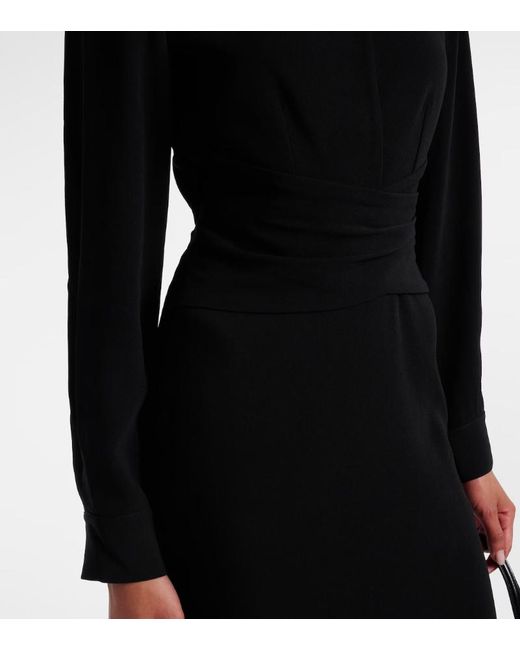 Roland Mouret Black Satin Crepe Midi Dress