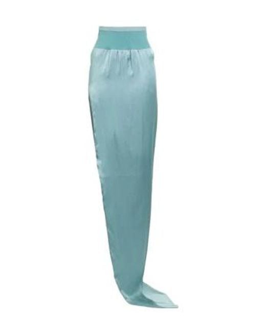 Rick Owens Blue Asymmetric Satin Midi Skirt