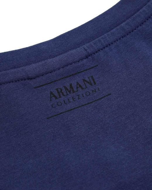 Armani Collezioni Blue Logo Printed T-Shirt for men
