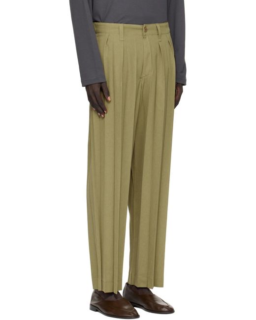 Homme Plissé Issey Miyake Green Homme Plissé Mid Rise Pleated Trousers for men