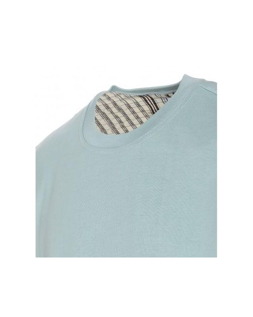 Bottega Veneta Blue Double Layer Checked T-Shirt for men