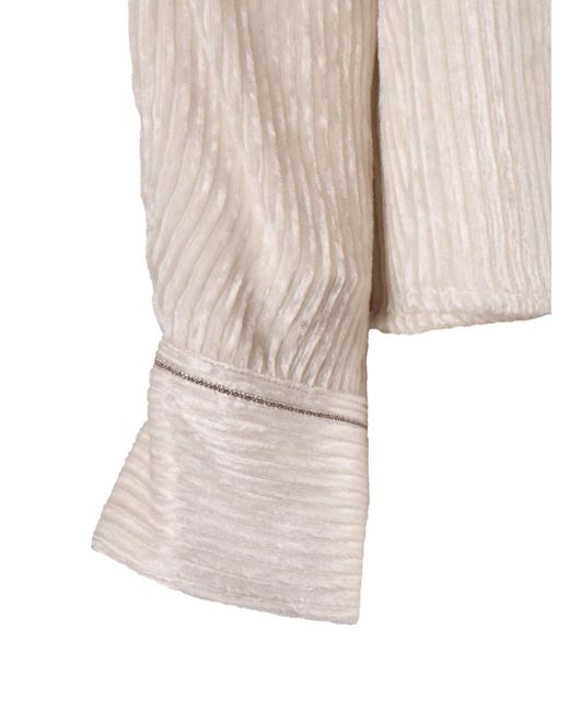 Peserico Natural Ribbed-Texture Button-Down Shirt