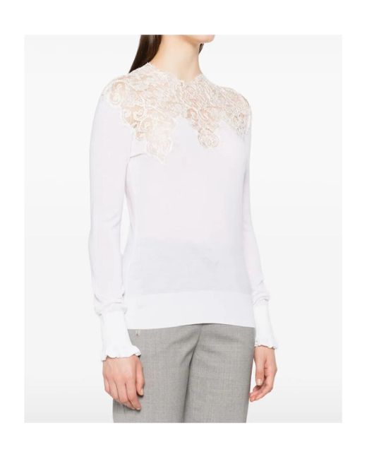 Ermanno Scervino White Lace-Insert Blouse