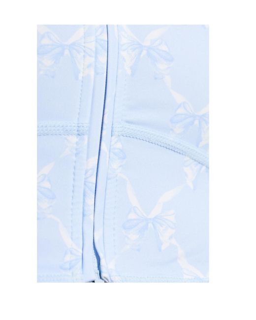 LoveShackFancy Blue Laudie Printed Cropped Performance Top