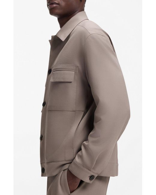 Boss Brown Flap-Pocket Button-Up Jacket for men
