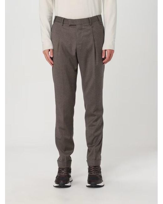 PT01 Gray Pt Torino Slim Fit Concealed Closure Pants for men