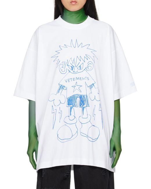 Vetements White Graphic Printed Crewneck T-Shirt for men