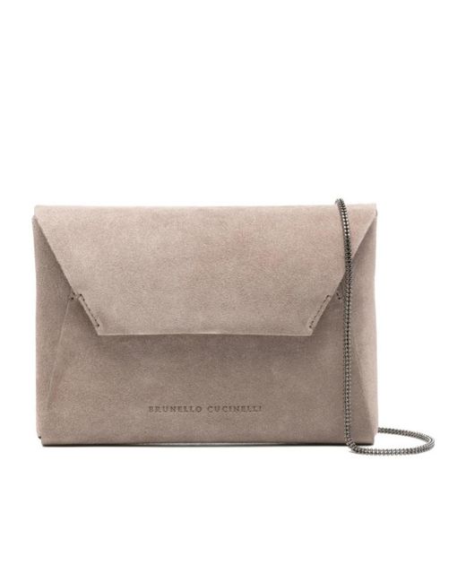 Brunello Cucinelli Gray Chain Strap Shoulder Bag