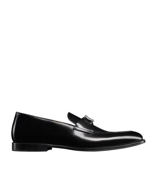 Dior Black Homme Logo Plaque Slip-On Loafers for men