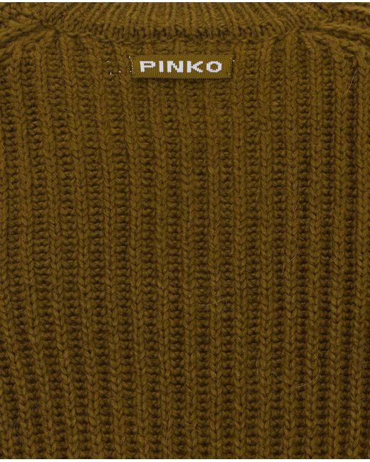Pinko Green Chest Pocket Ribbed Sweater