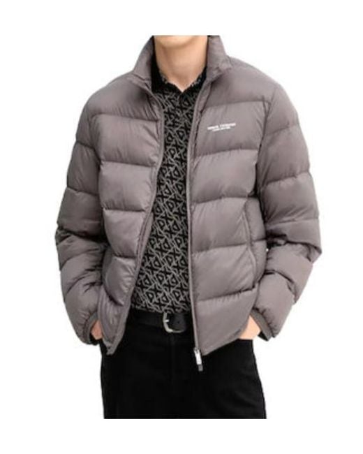 ARMANI EXCHANGE Gray Long-Sleeved Zip-Up Down Jacket for men