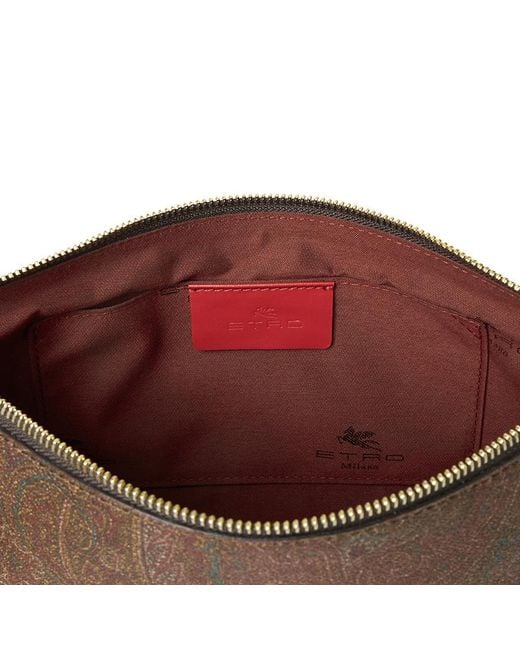 Etro Brown Mini Paisley Contrast-Trim Clutch Bag