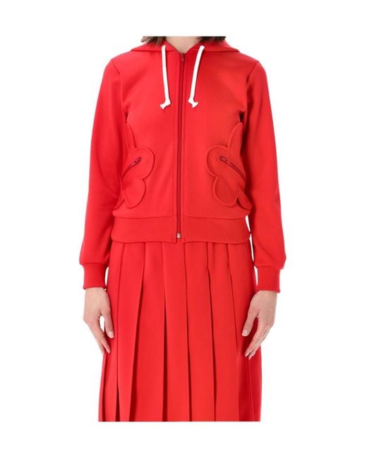 Comme des Garçons Red Comme Des Garçons Girl Appliqué Zip-Up Hoodie